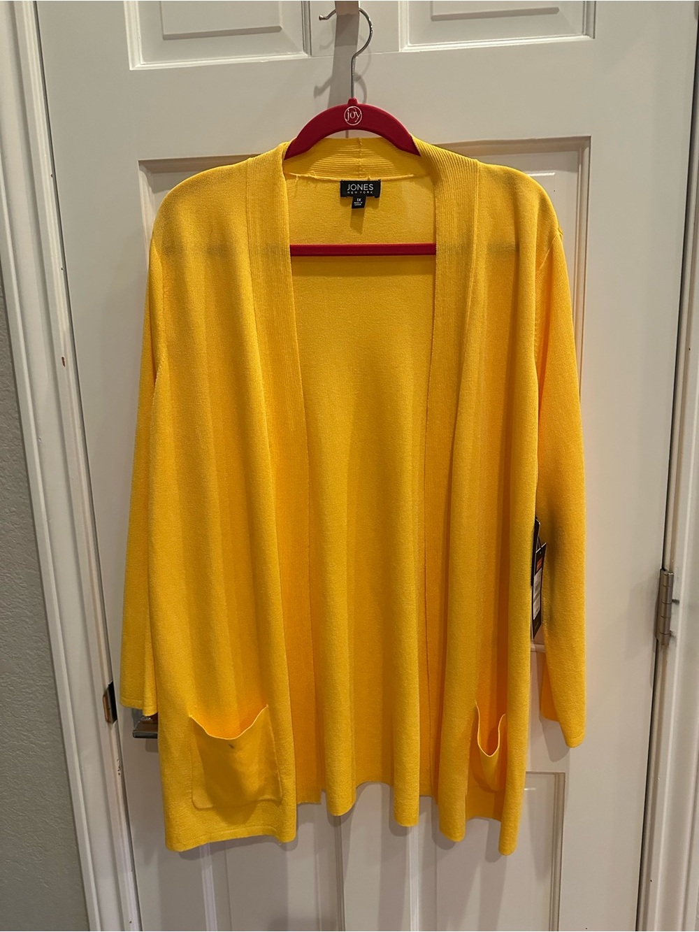 Jones New York Bright Yellow Open-Front Cardigan